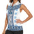 Ukraine Women Sleeveless Polo Shirt Traditional Braided Rope Belt Blue Folk Pattern