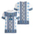 Ukraine Women V-Neck T-Shirt Traditional Braided Rope Belt Blue Folk Pattern