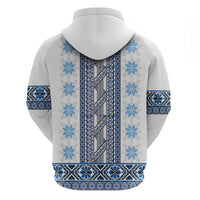 Ukraine Zip Hoodie Traditional Braided Rope Belt Blue Folk Pattern