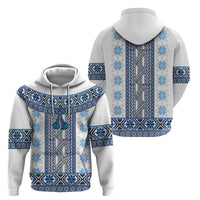 Ukraine Zip Hoodie Traditional Braided Rope Belt Blue Folk Pattern