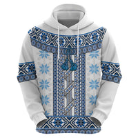 Ukraine Zip Hoodie Traditional Braided Rope Belt Blue Folk Pattern