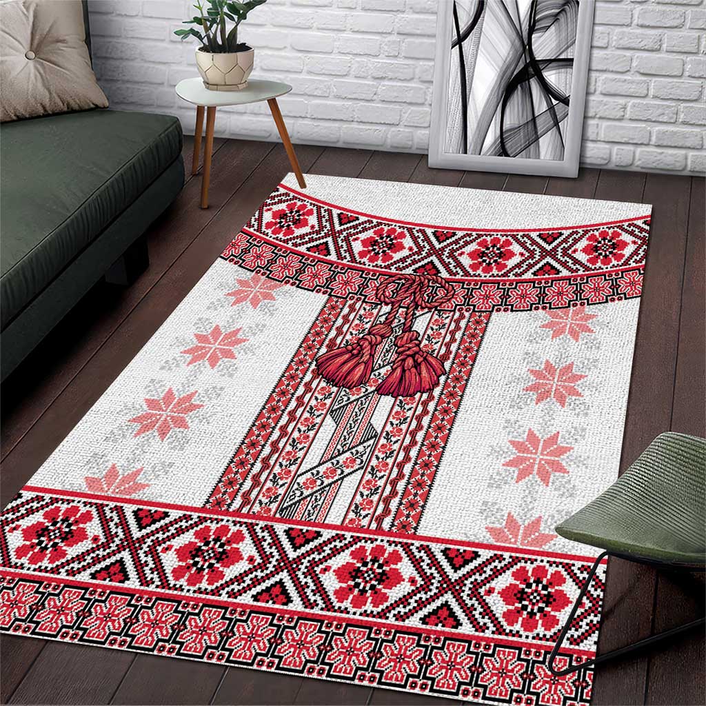 Ukraine Area Rug Traditional Braided Rope Belt Red Folk Pattern