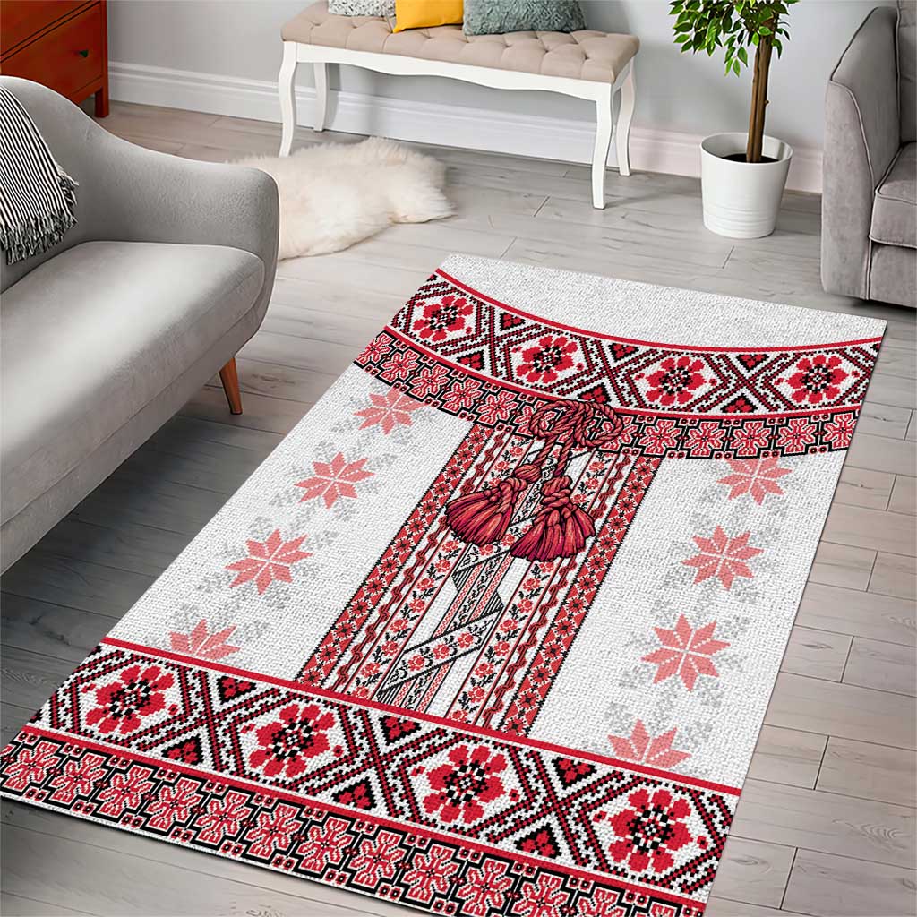 Ukraine Area Rug Traditional Braided Rope Belt Red Folk Pattern