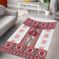 Ukraine Area Rug Traditional Braided Rope Belt Red Folk Pattern