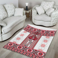 Ukraine Area Rug Traditional Braided Rope Belt Red Folk Pattern