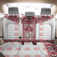Ukraine Back Car Seat Cover Traditional Braided Rope Belt Red Folk Pattern