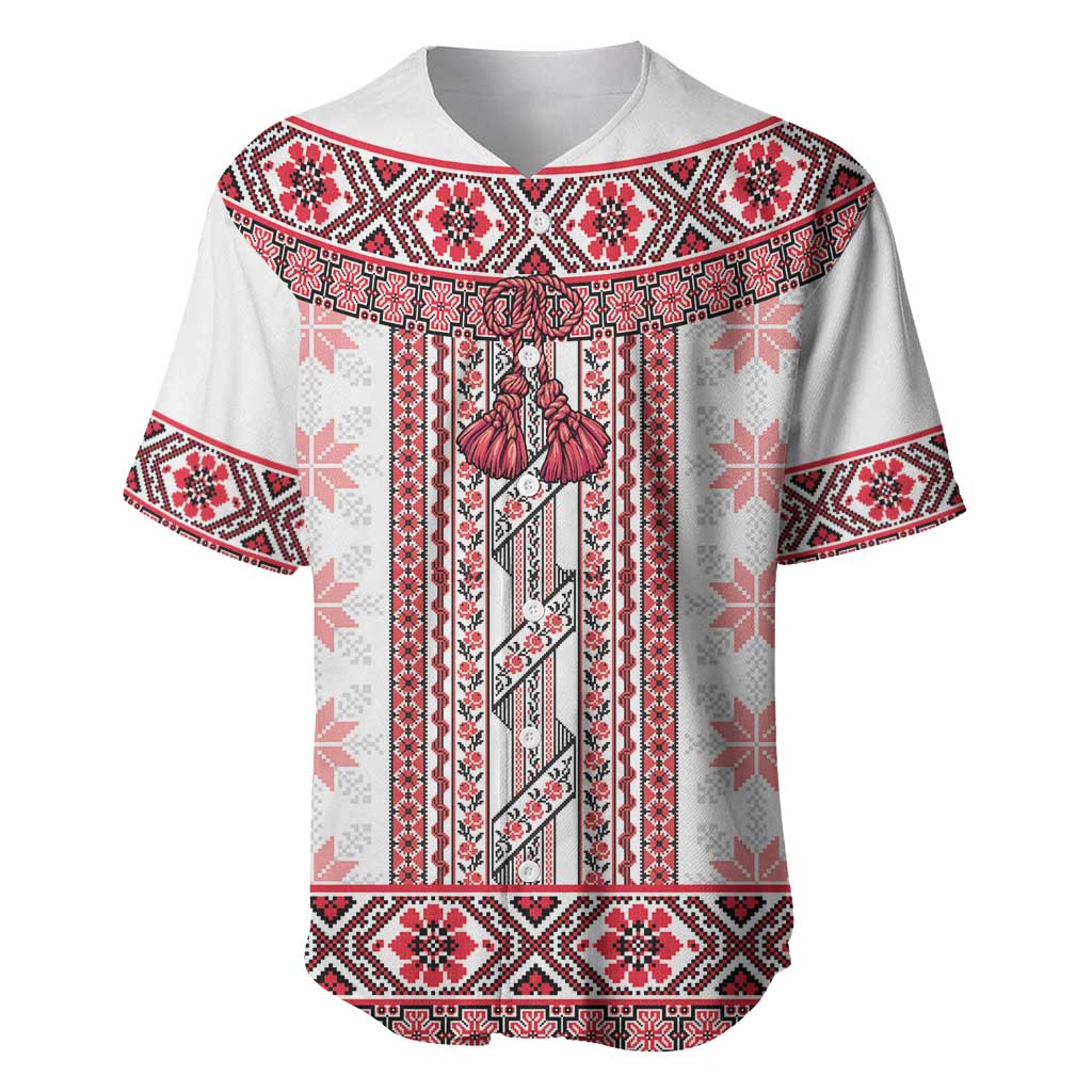 Ukraine Baseball Jersey Traditional Braided Rope Belt Red Folk Pattern