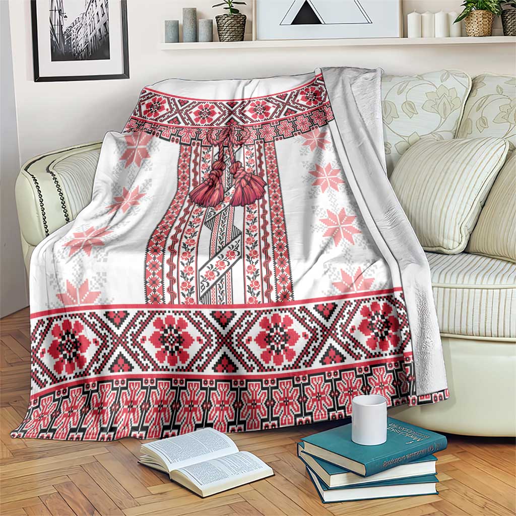 Ukraine Blanket Traditional Braided Rope Belt Red Folk Pattern