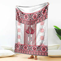 Ukraine Blanket Traditional Braided Rope Belt Red Folk Pattern