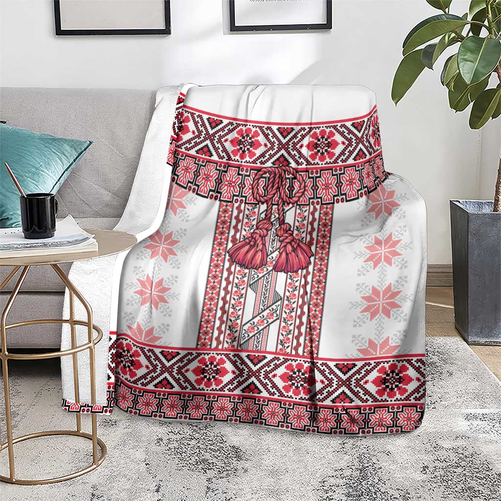 Ukraine Blanket Traditional Braided Rope Belt Red Folk Pattern