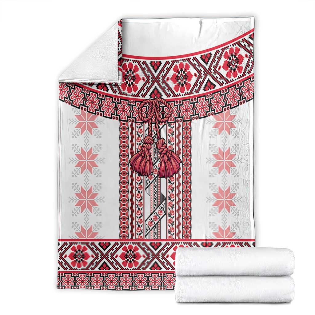 Ukraine Blanket Traditional Braided Rope Belt Red Folk Pattern