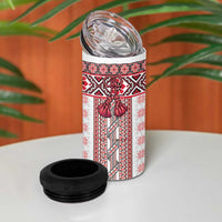 Ukraine 4 in 1 Can Cooler Tumbler Traditional Braided Rope Belt Red Folk Pattern