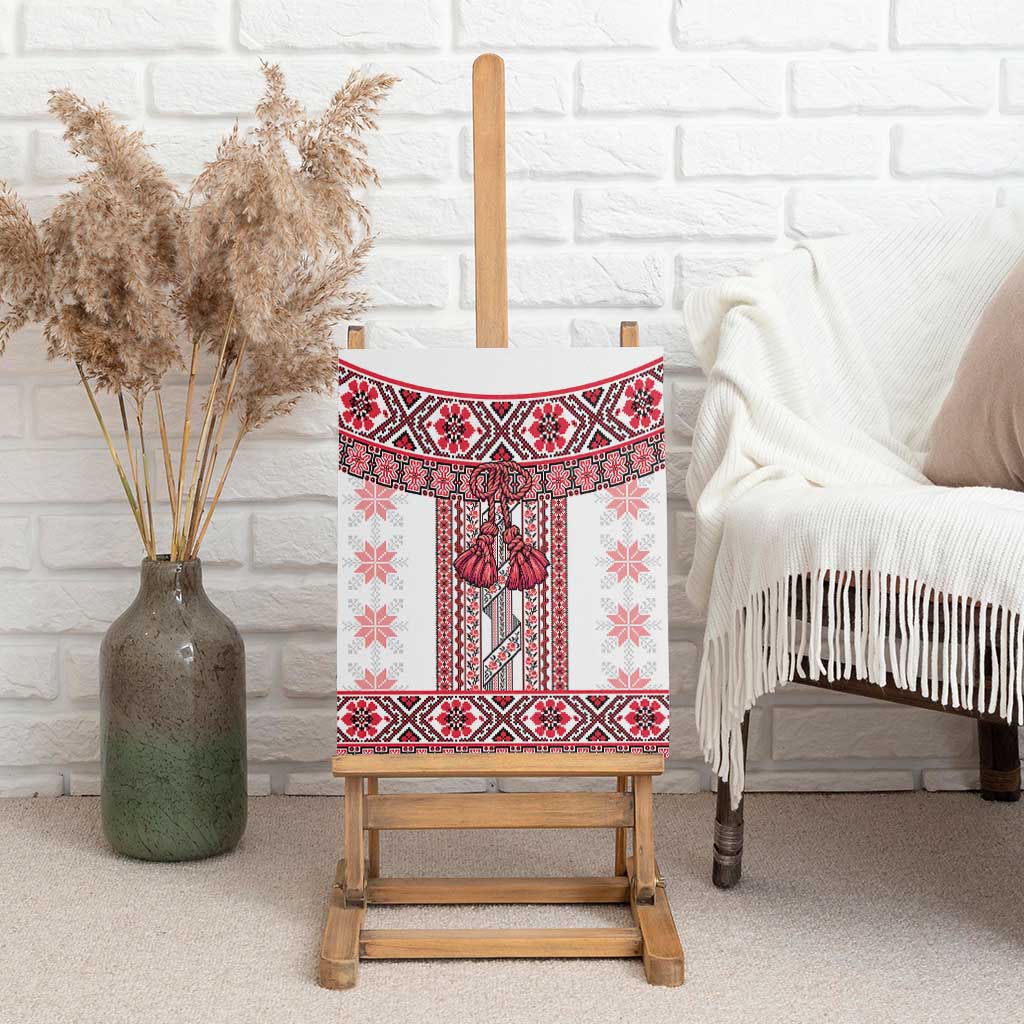 Ukraine Canvas Wall Art Traditional Braided Rope Belt Red Folk Pattern