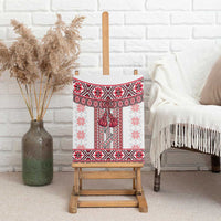 Ukraine Canvas Wall Art Traditional Braided Rope Belt Red Folk Pattern