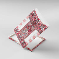Ukraine Canvas Wall Art Traditional Braided Rope Belt Red Folk Pattern