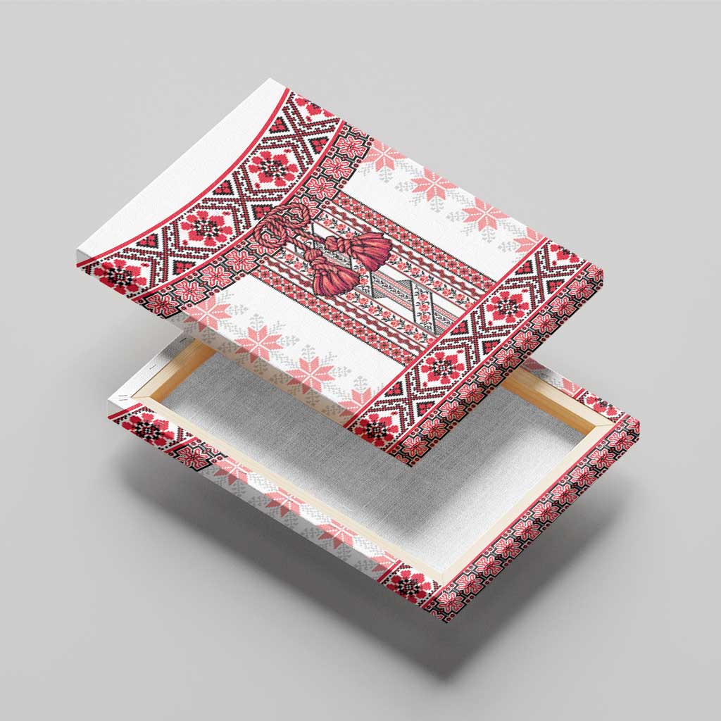 Ukraine Canvas Wall Art Traditional Braided Rope Belt Red Folk Pattern