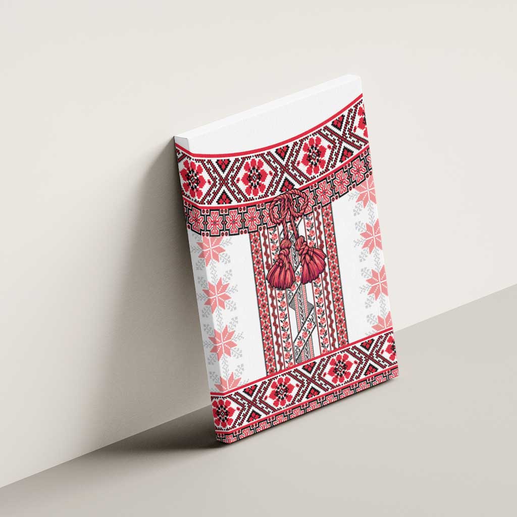 Ukraine Canvas Wall Art Traditional Braided Rope Belt Red Folk Pattern