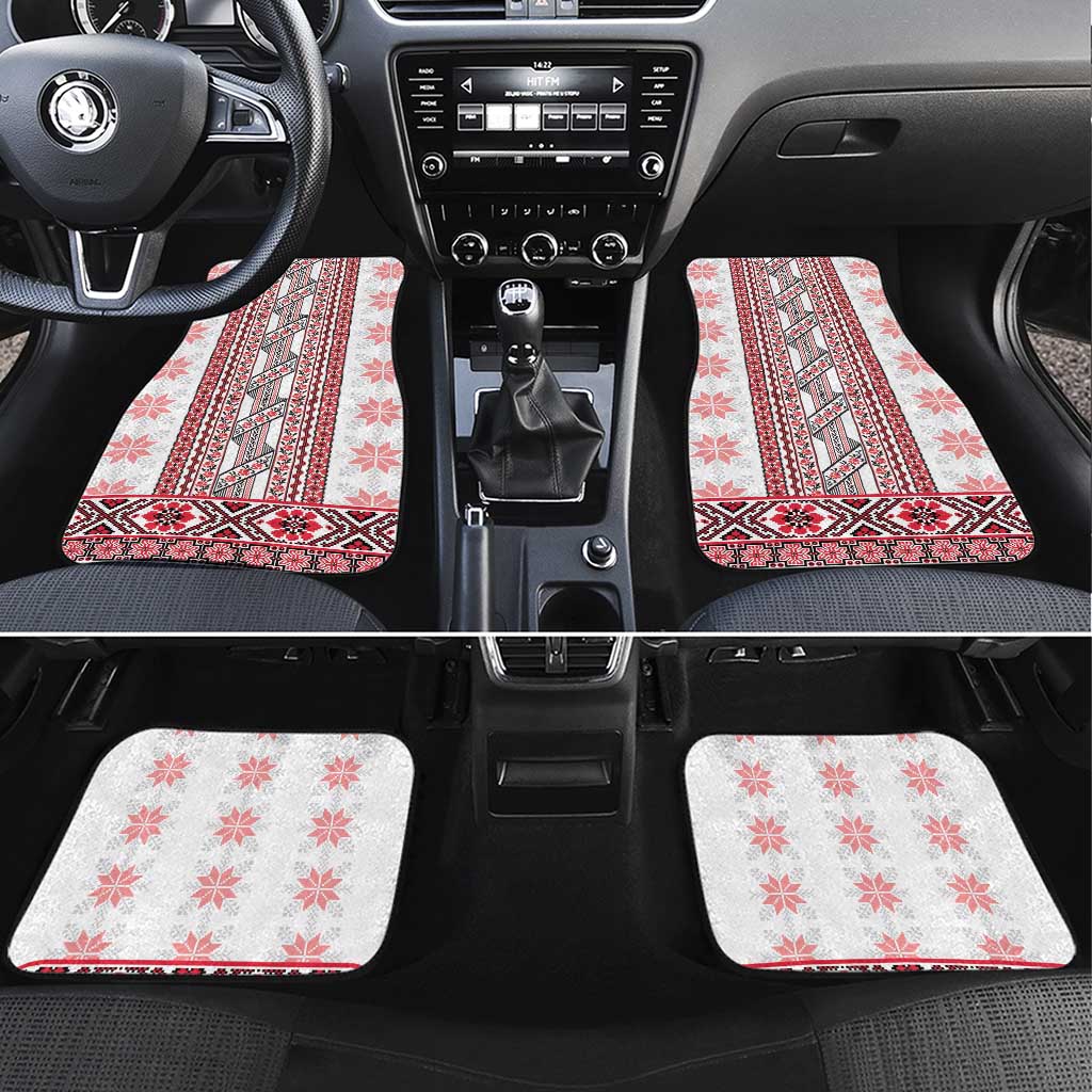 Ukraine Car Mats Traditional Braided Rope Belt Red Folk Pattern