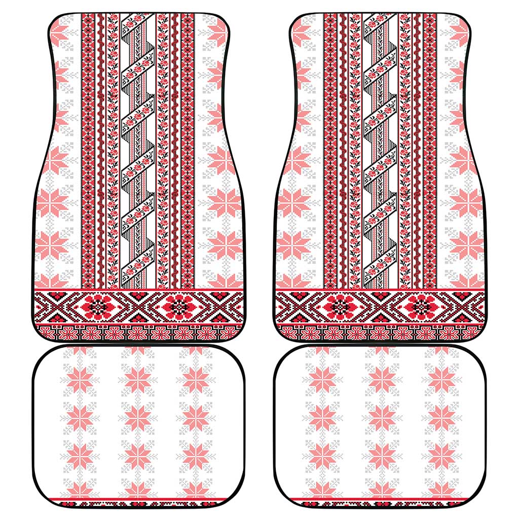 Ukraine Car Mats Traditional Braided Rope Belt Red Folk Pattern