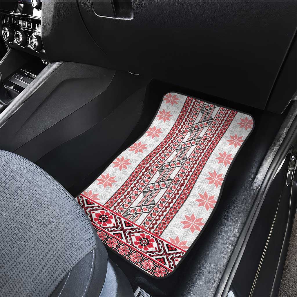 Ukraine Car Mats Traditional Braided Rope Belt Red Folk Pattern
