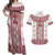 Ukraine Couples Matching Off Shoulder Maxi Dress and Hawaiian Shirt Traditional Braided Rope Belt Red Folk Pattern