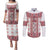 Ukraine Couples Matching Puletasi and Long Sleeve Button Shirt Traditional Braided Rope Belt Red Folk Pattern