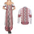 Ukraine Couples Matching Summer Maxi Dress and Long Sleeve Button Shirt Traditional Braided Rope Belt Red Folk Pattern