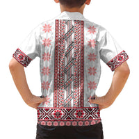 Ukraine Family Matching Long Sleeve Bodycon Dress and Hawaiian Shirt Traditional Braided Rope Belt Red Folk Pattern
