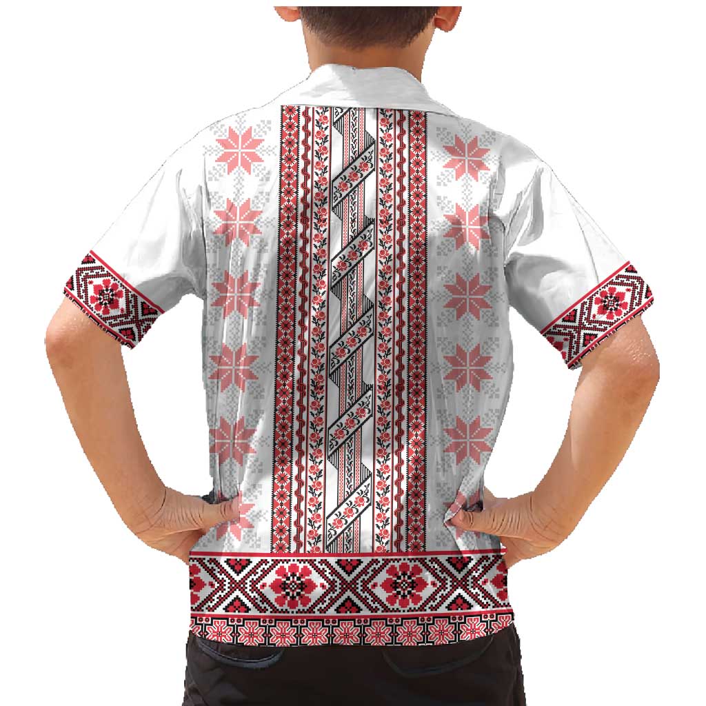 Ukraine Family Matching Mermaid Dress and Hawaiian Shirt Traditional Braided Rope Belt Red Folk Pattern