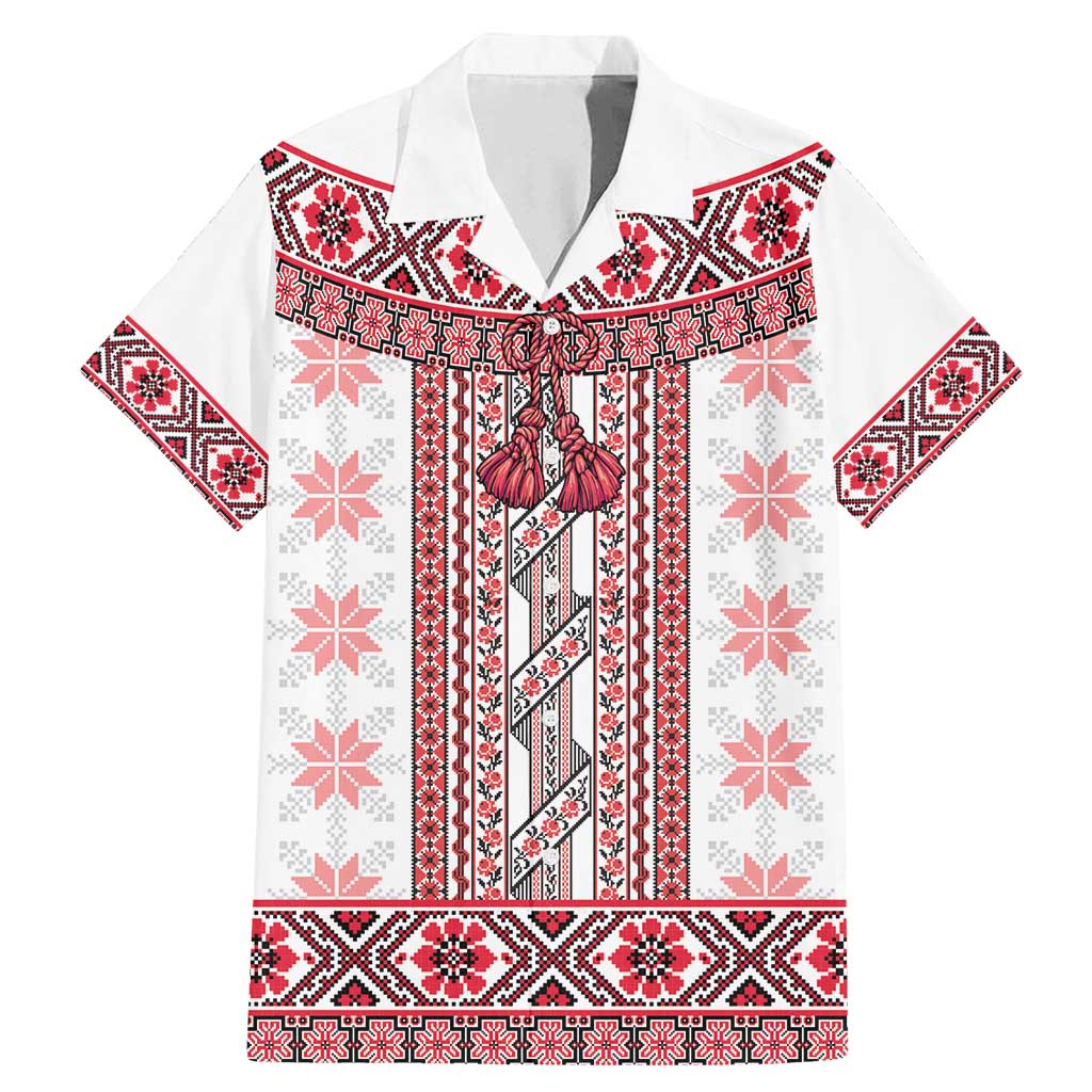 Ukraine Family Matching Mermaid Dress and Hawaiian Shirt Traditional Braided Rope Belt Red Folk Pattern
