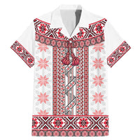 Ukraine Family Matching Mermaid Dress and Hawaiian Shirt Traditional Braided Rope Belt Red Folk Pattern