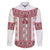 Ukraine Family Matching Off The Shoulder Long Sleeve Dress and Hawaiian Shirt Traditional Braided Rope Belt Red Folk Pattern