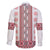 Ukraine Family Matching Off The Shoulder Long Sleeve Dress and Hawaiian Shirt Traditional Braided Rope Belt Red Folk Pattern
