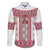 Ukraine Family Matching Puletasi and Hawaiian Shirt Traditional Braided Rope Belt Red Folk Pattern