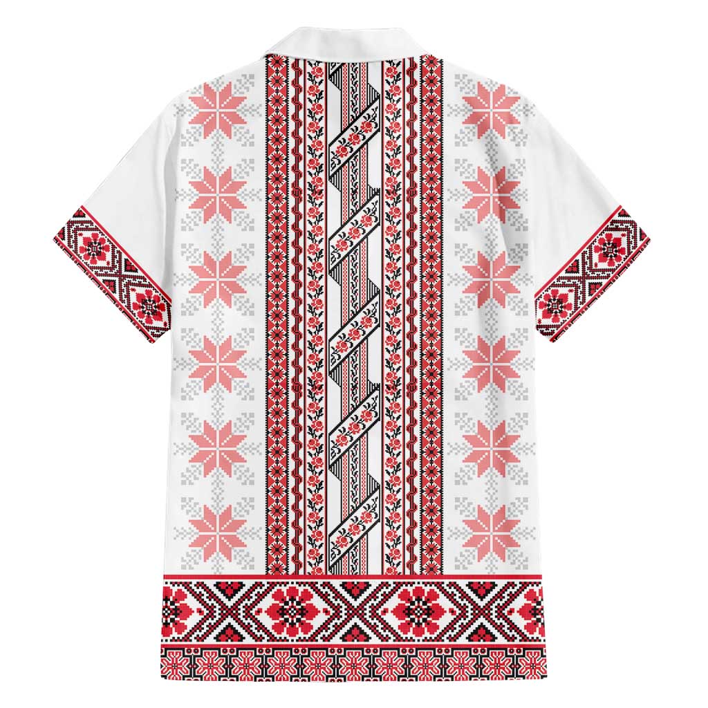 Ukraine Family Matching Short Sleeve Bodycon Dress and Hawaiian Shirt Traditional Braided Rope Belt Red Folk Pattern