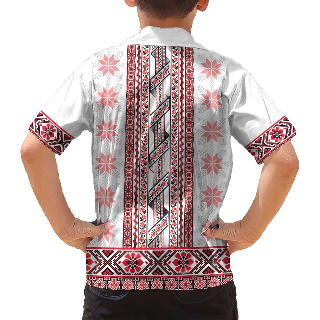 Ukraine Family Matching Tank Maxi Dress and Hawaiian Shirt Traditional Braided Rope Belt Red Folk Pattern
