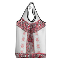 Ukraine Grocery Bag Traditional Braided Rope Belt Red Folk Pattern