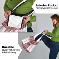 Ukraine Grocery Bag Traditional Braided Rope Belt Red Folk Pattern