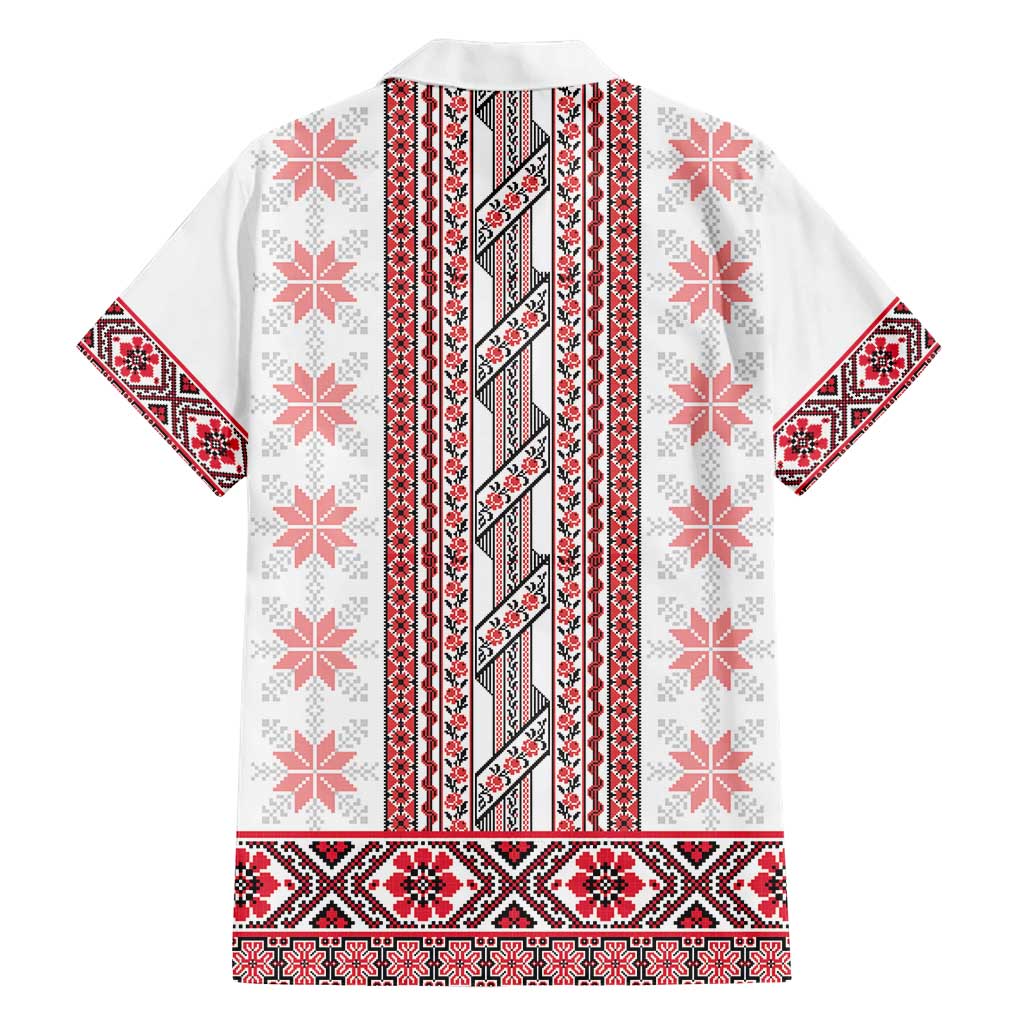 Ukraine Hawaiian Shirt Traditional Braided Rope Belt Red Folk Pattern