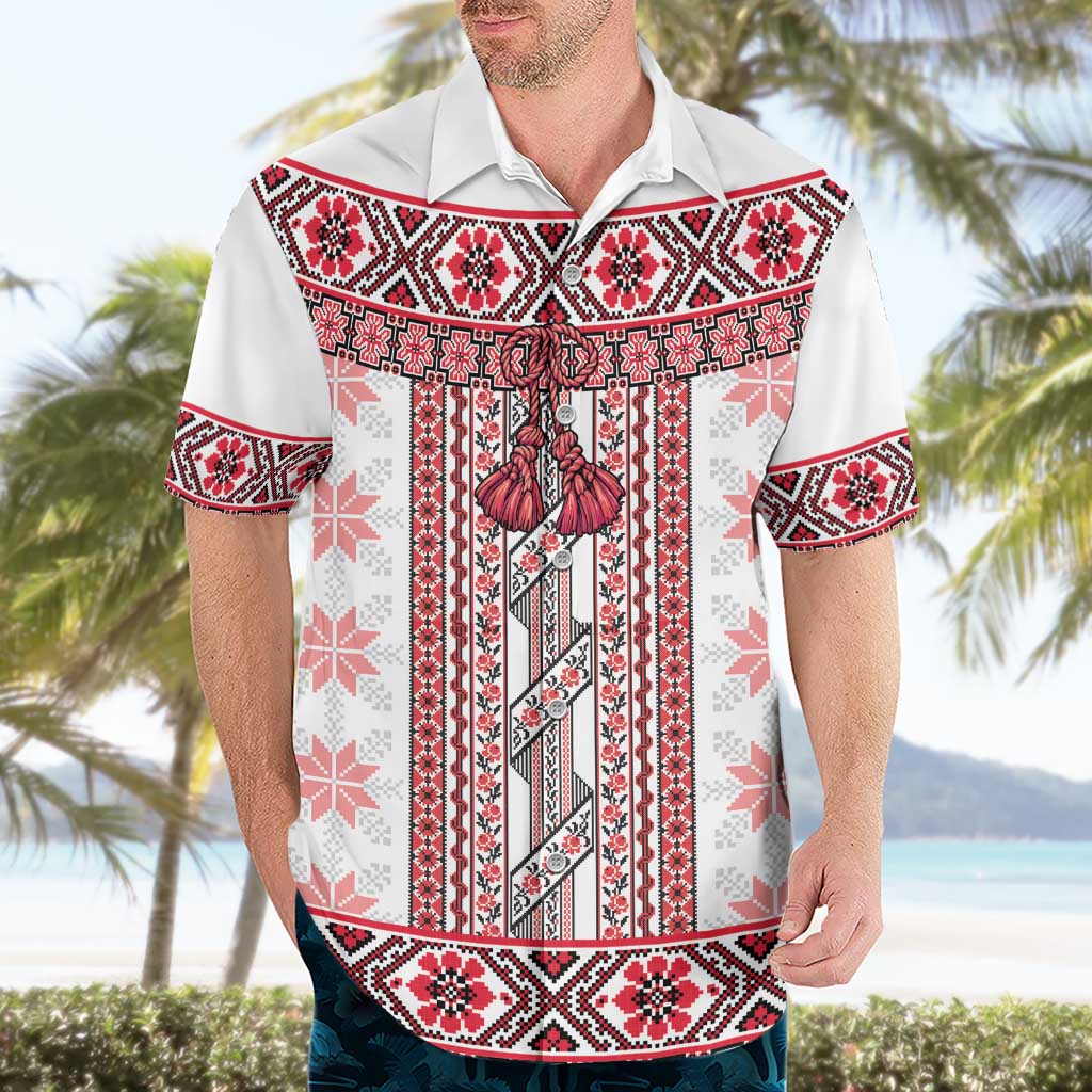 Ukraine Hawaiian Shirt Traditional Braided Rope Belt Red Folk Pattern