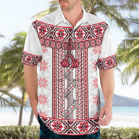 Ukraine Hawaiian Shirt Traditional Braided Rope Belt Red Folk Pattern