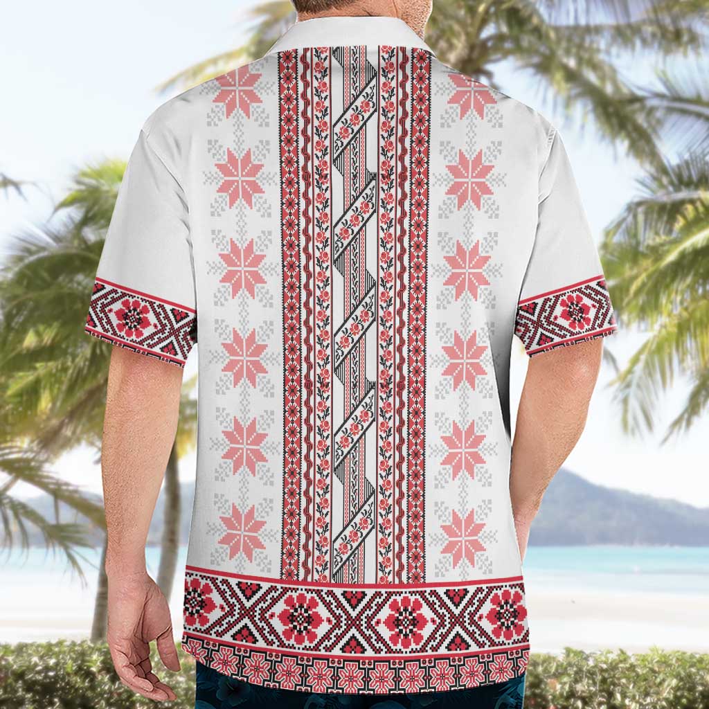 Ukraine Hawaiian Shirt Traditional Braided Rope Belt Red Folk Pattern