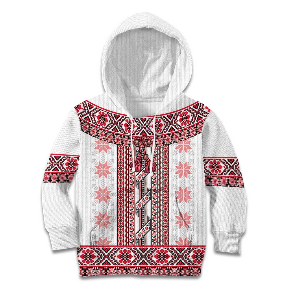 Ukraine Kid Hoodie Traditional Braided Rope Belt Red Folk Pattern