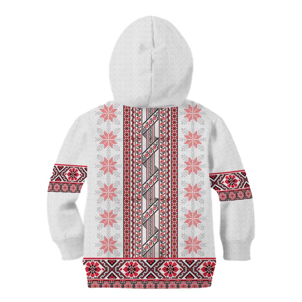 Ukraine Kid Hoodie Traditional Braided Rope Belt Red Folk Pattern