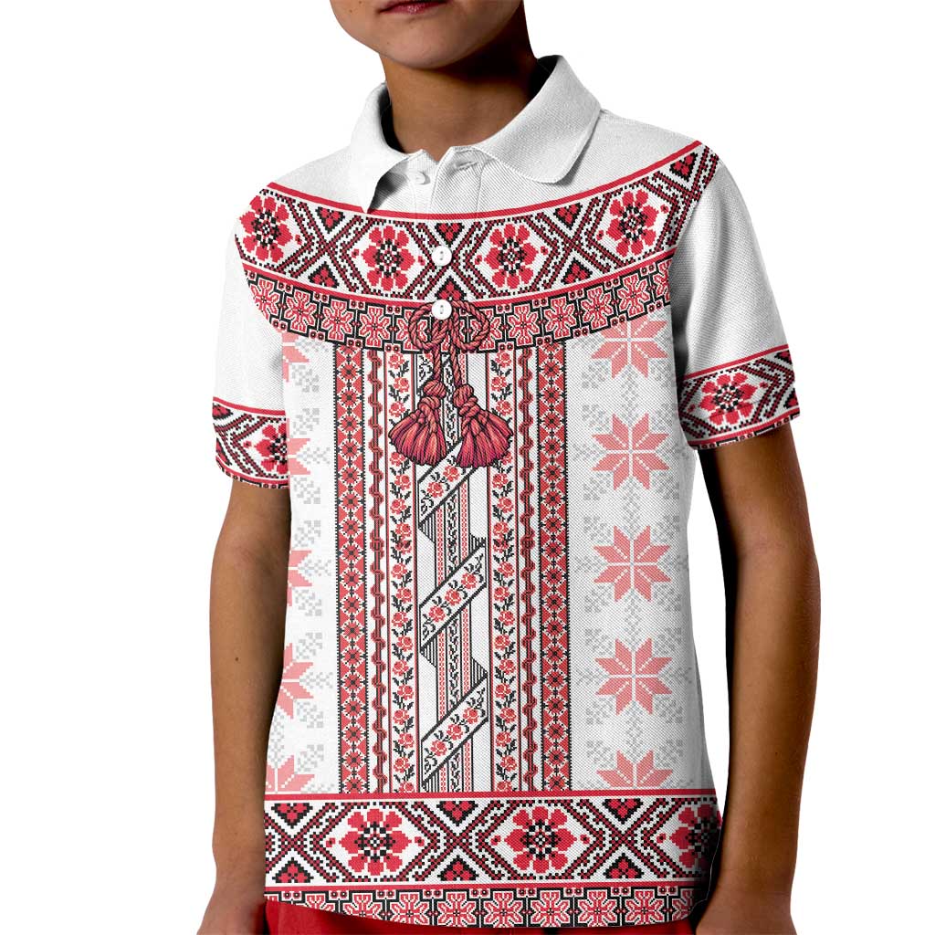 Ukraine Kid Polo Shirt Traditional Braided Rope Belt Red Folk Pattern