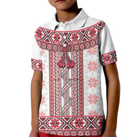 Ukraine Kid Polo Shirt Traditional Braided Rope Belt Red Folk Pattern
