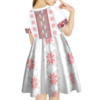 Ukraine Kid Short Sleeve Dress Traditional Braided Rope Belt Red Folk Pattern