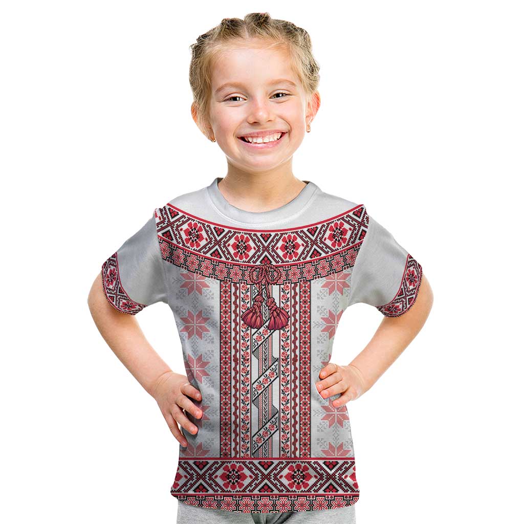Ukraine Kid T Shirt Traditional Braided Rope Belt Red Folk Pattern