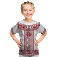 Ukraine Kid T Shirt Traditional Braided Rope Belt Red Folk Pattern