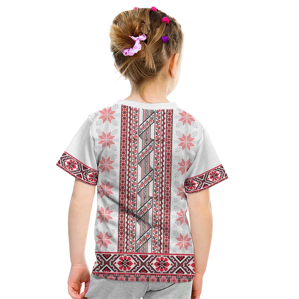 Ukraine Kid T Shirt Traditional Braided Rope Belt Red Folk Pattern